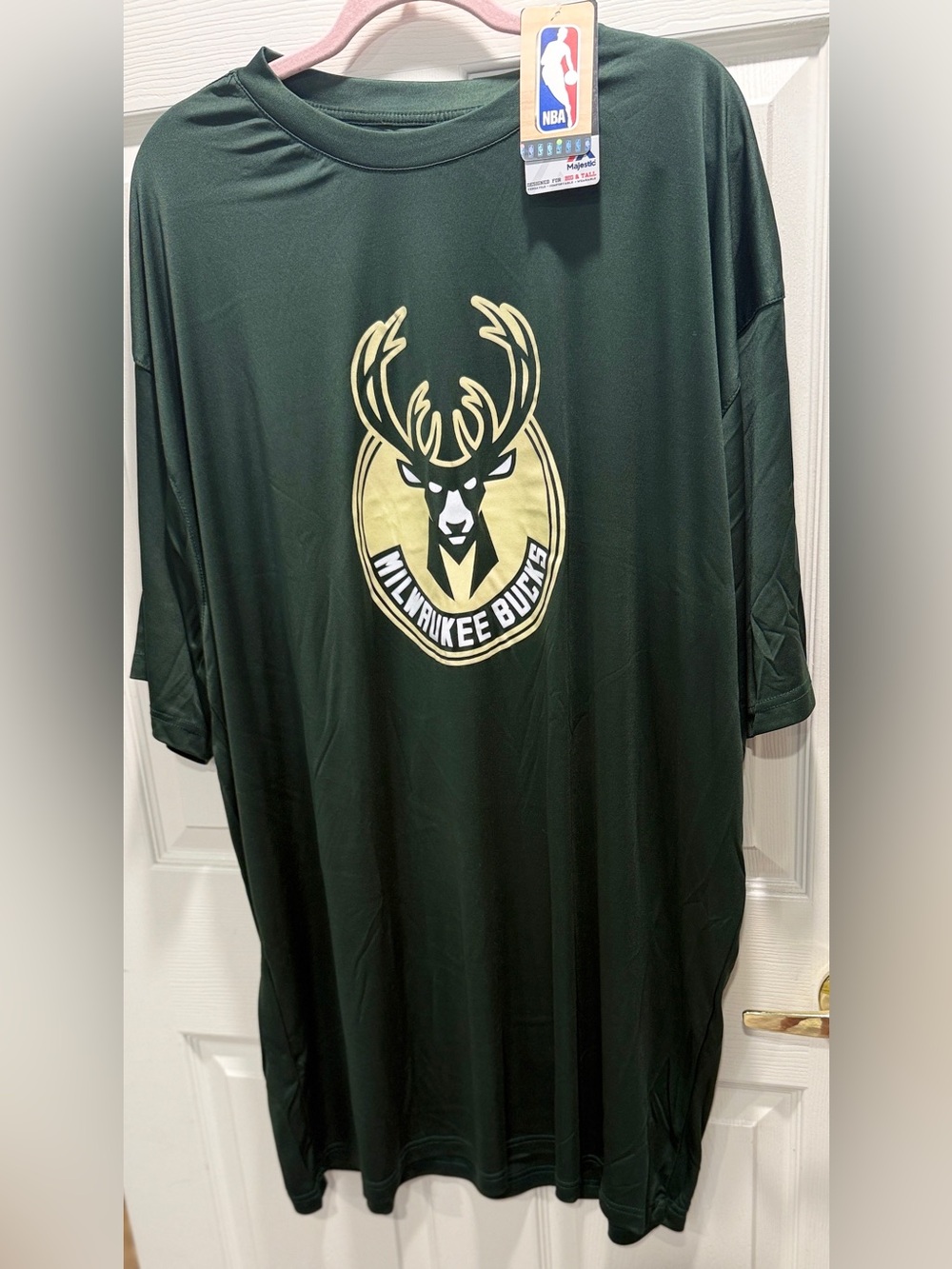 NWT Majestic Milwaukee Bucks Poly Green Logo Tee Shirt Men Big Tall 3XT 3XL - Picture 3 of 10